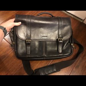Dark brown leather briefcase/laptop bag